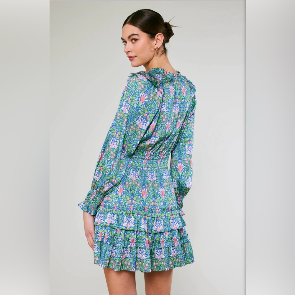 Current Air RUFFLED SURPLICE FLORAL MINI DRESS SZ Large
